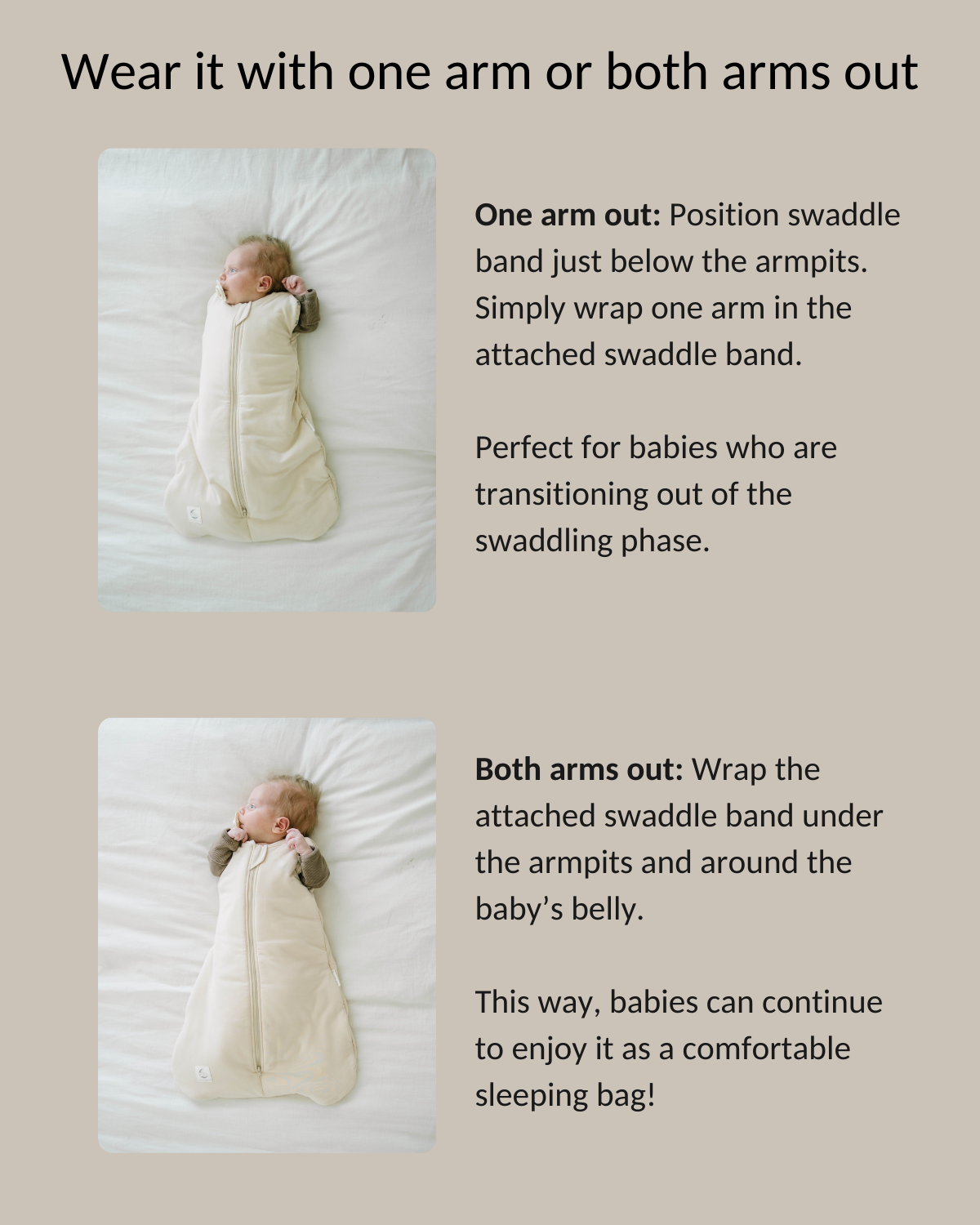 2-in-1 Bamboo Swaddle Sleeping Bag for Babies (0-6 Months)